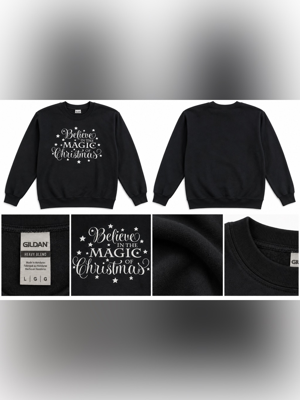 Black "Believe in the Magic of Christmas" Crewneck Sweater